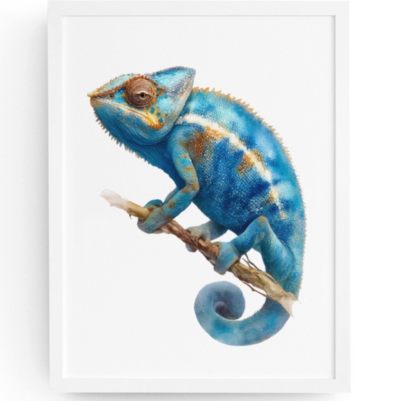 Creative Path Studios Other - Watercolor Chameleon Wall Art Print Unframed - Vibrant Tropical Elegance